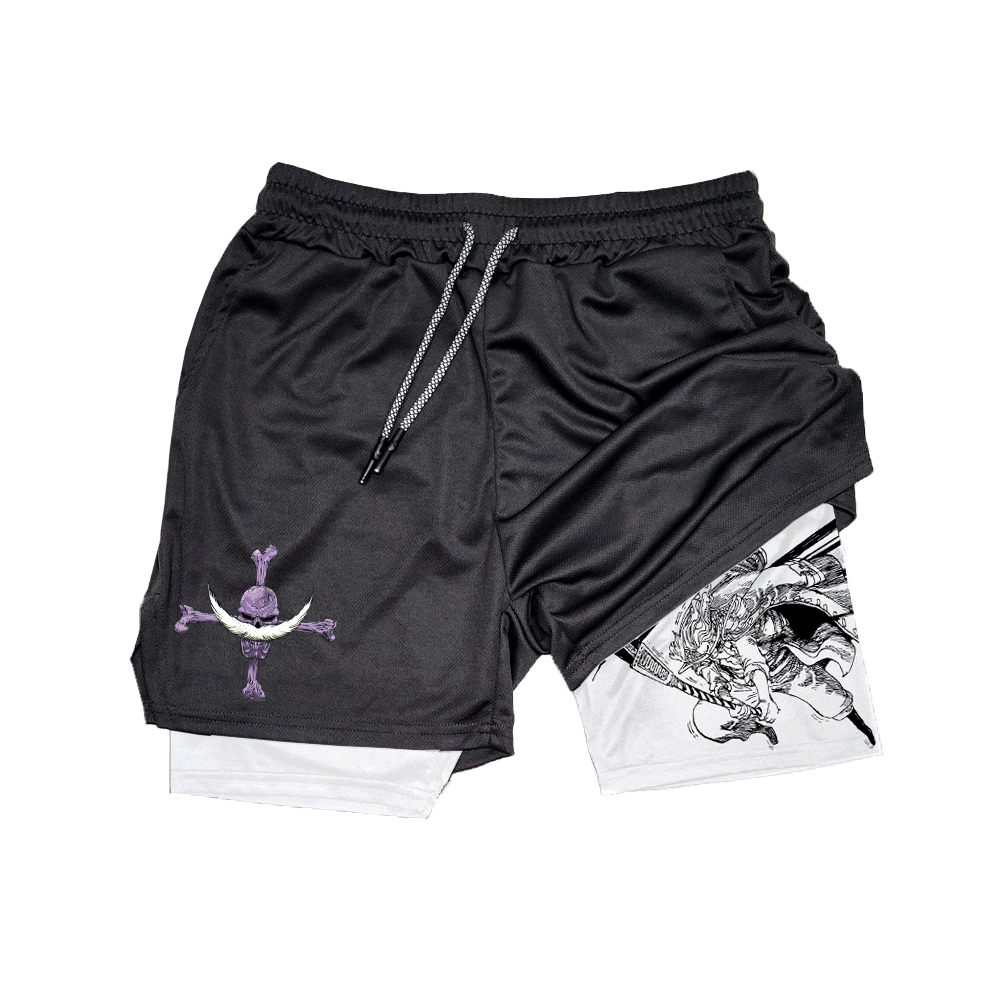 White Beard Anime Gym Performance Shorts-AnimeClothe