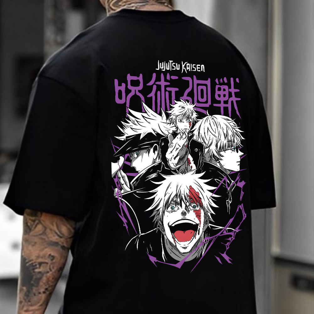 Oversized Unisex Gojo Satoru Anime Print T-Shirt-AnimeClothe