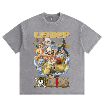 One Piece Usopp Distressed Washed T-Shirt