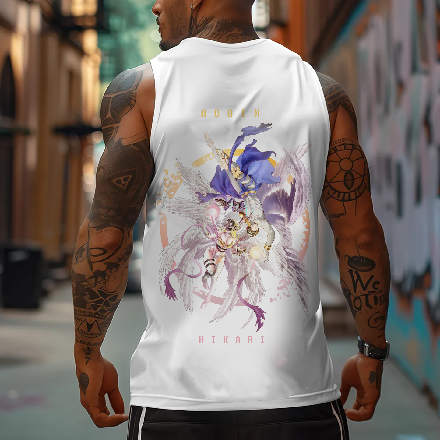 Oversized Anime Print Gym Tank Top