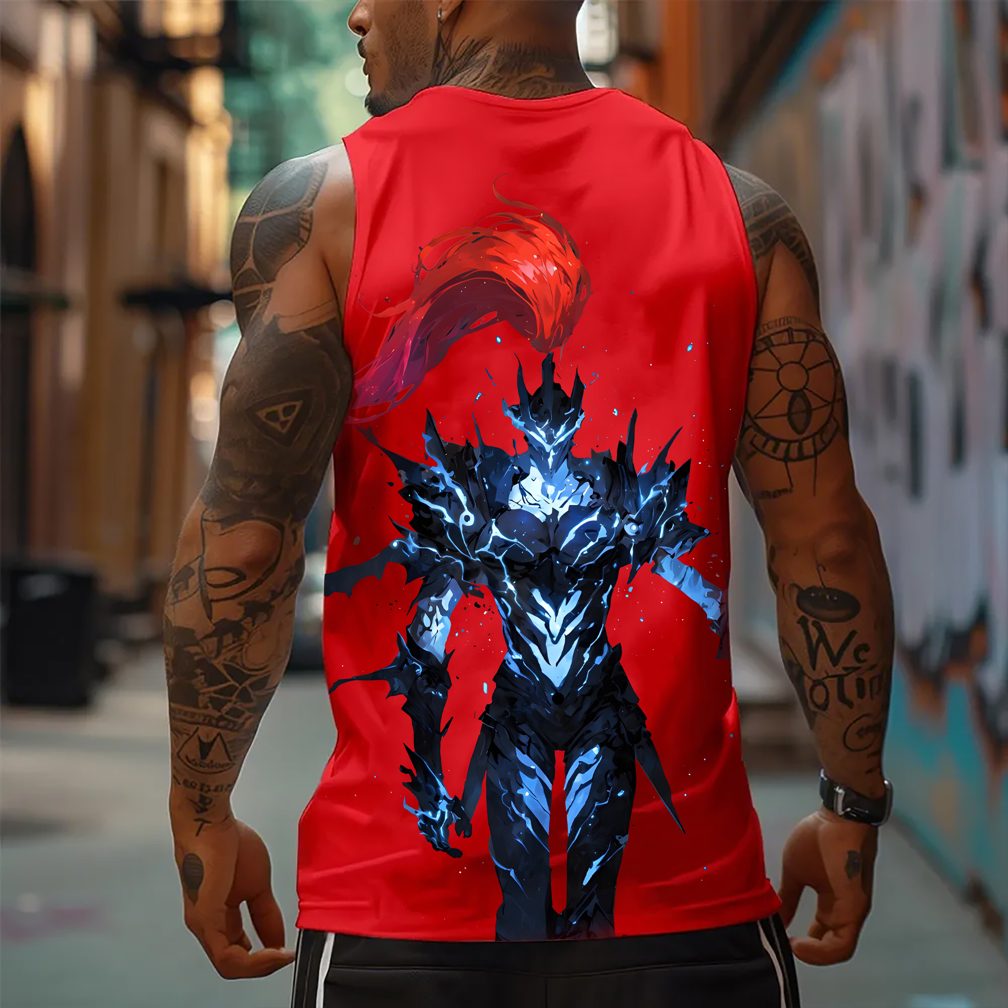 Solo Leveling Igris Oversized Anime Print Gym Tank Top-AnimeClothe