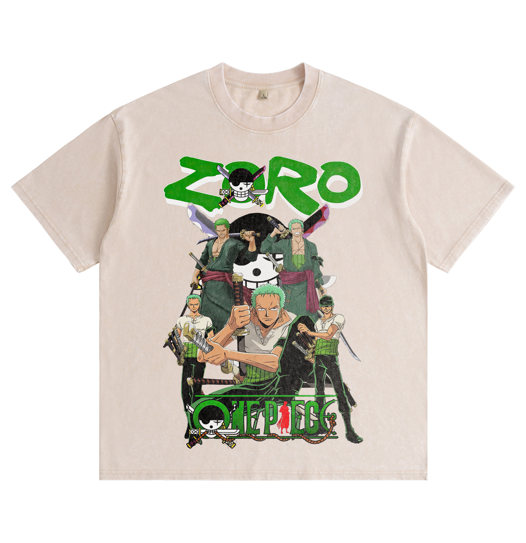 One Piece Zoro Distressed Washed T-Shirt