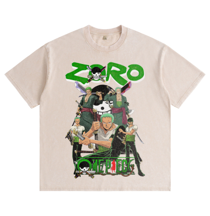 One Piece Zoro Distressed Washed T-Shirt
