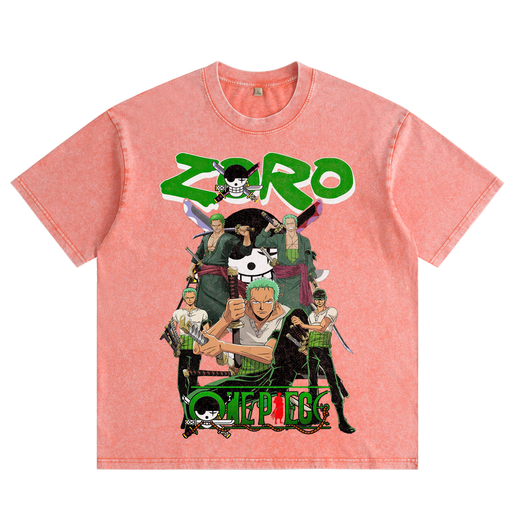 One Piece Zoro Distressed Washed T-Shirt