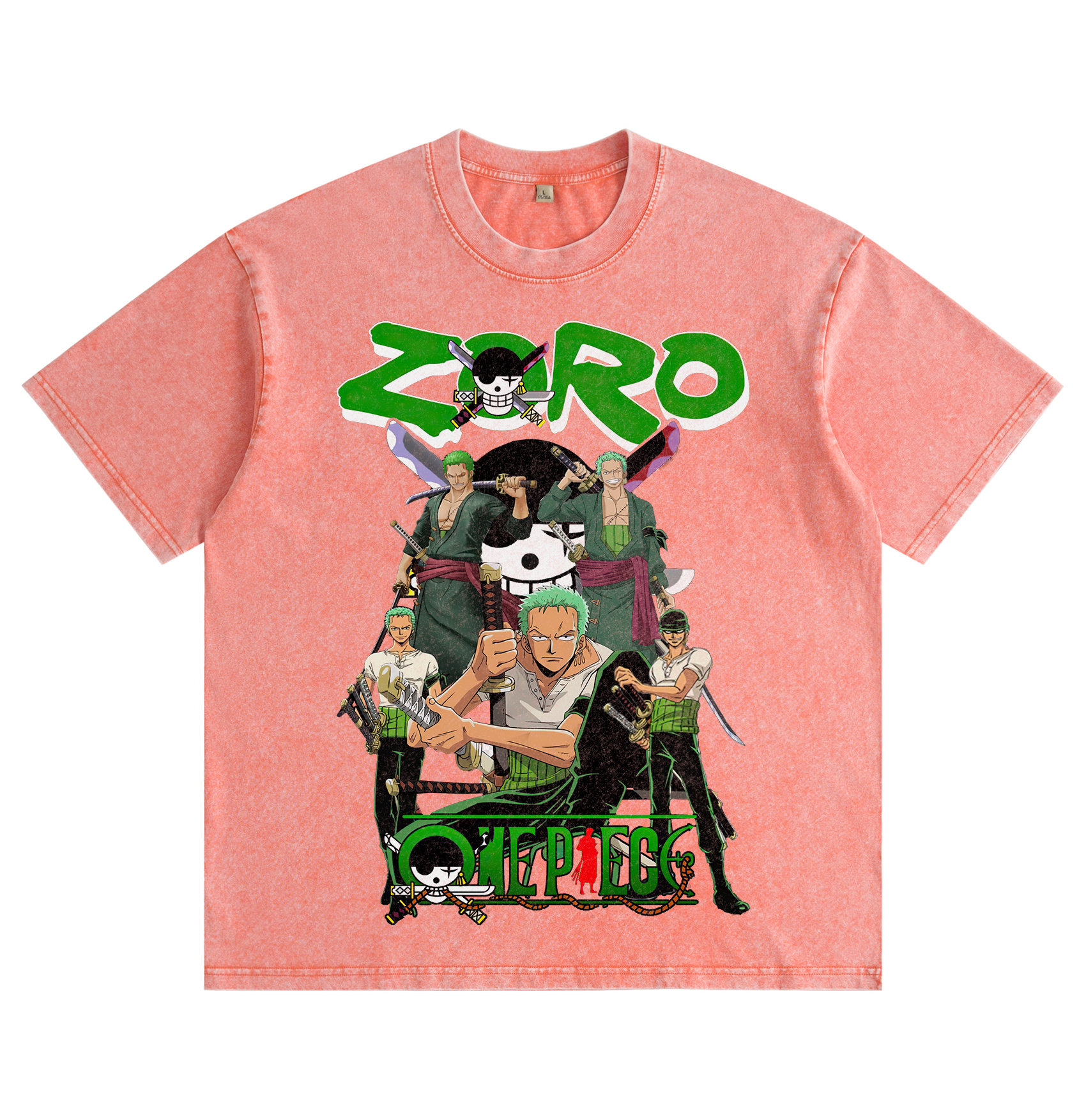 One Piece Zoro Distressed Washed T-Shirt