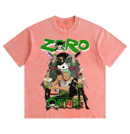 One Piece Zoro Distressed Washed T-Shirt