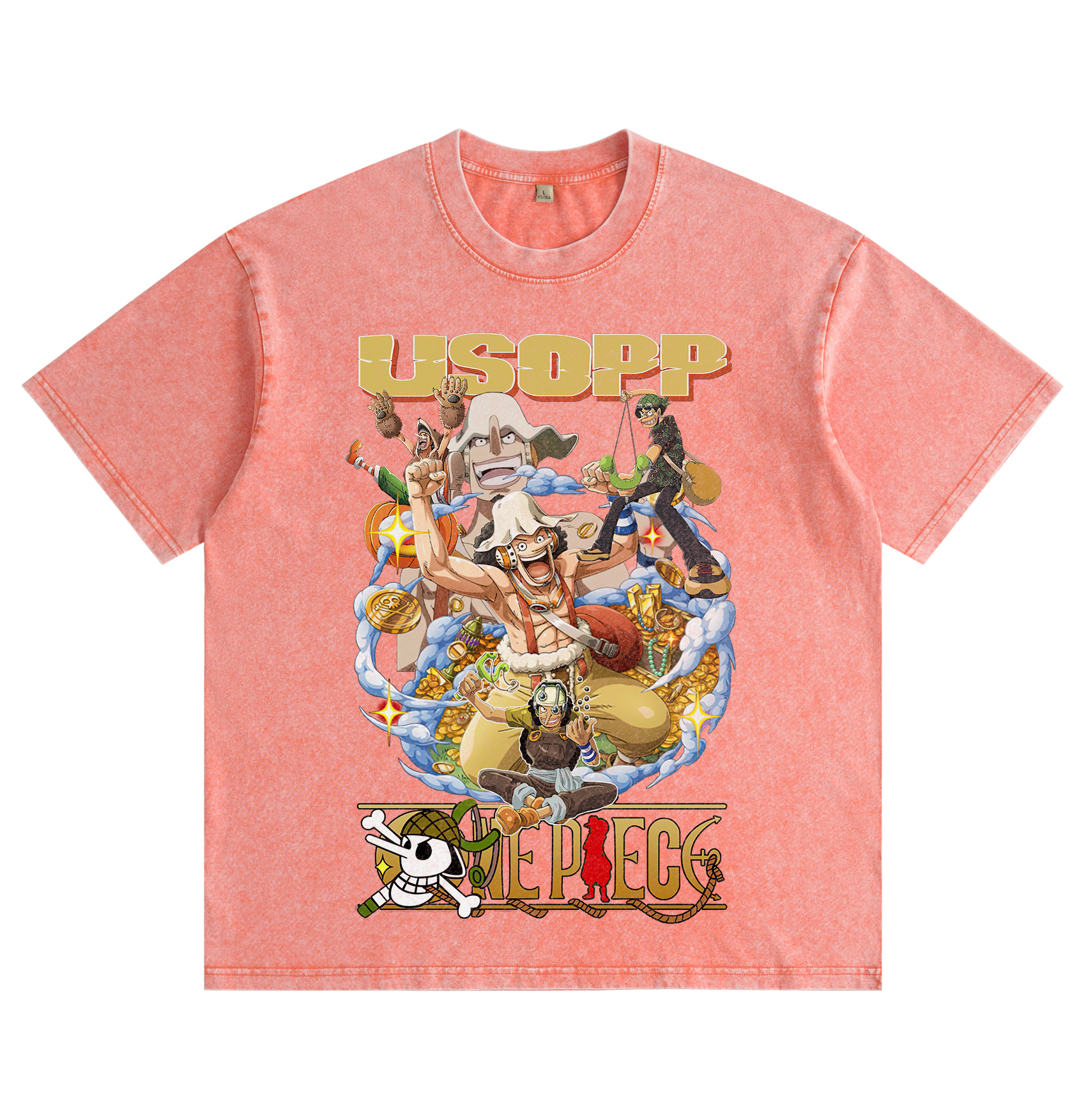One Piece Usopp Distressed Washed T-Shirt