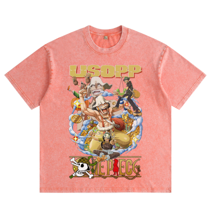 One Piece Usopp Distressed Washed T-Shirt
