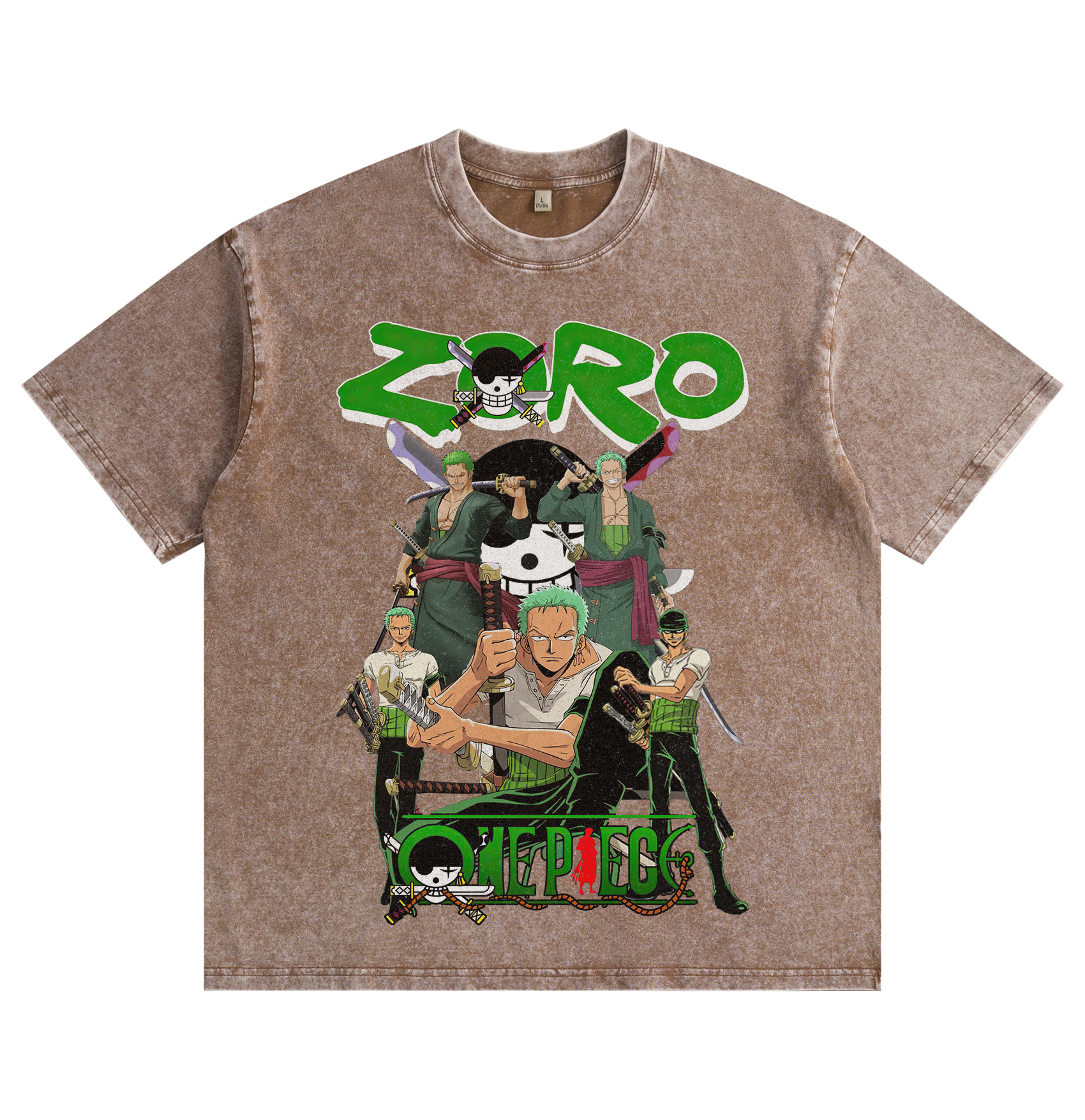 One Piece Zoro Distressed Washed T-Shirt