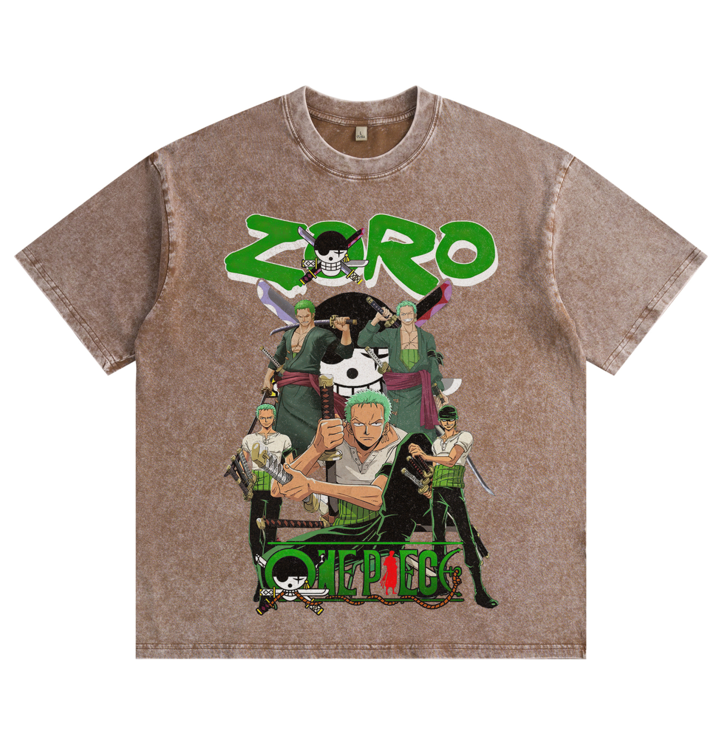 One Piece Zoro Distressed Washed T-Shirt