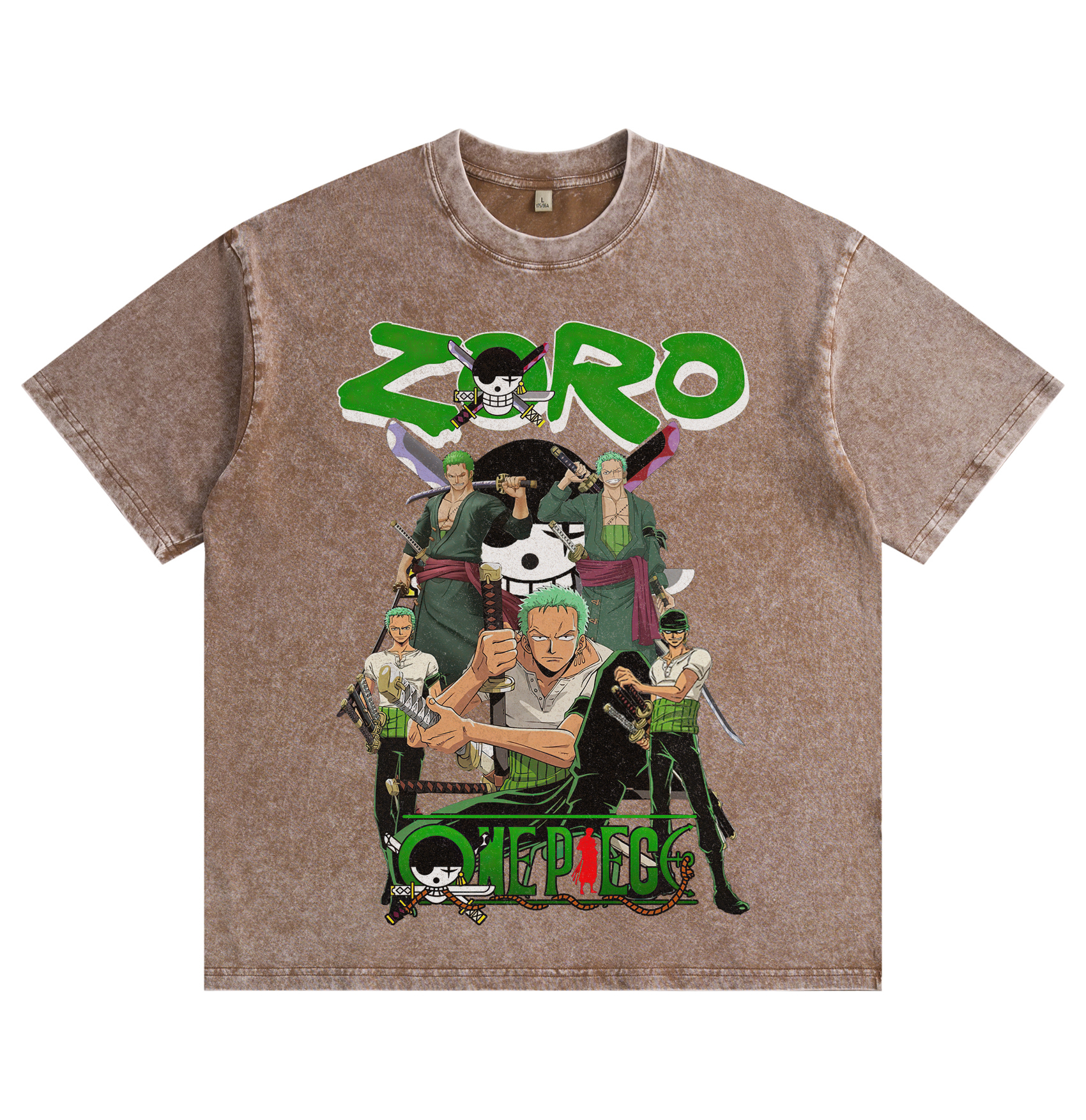 One Piece Zoro Distressed Washed T-Shirt