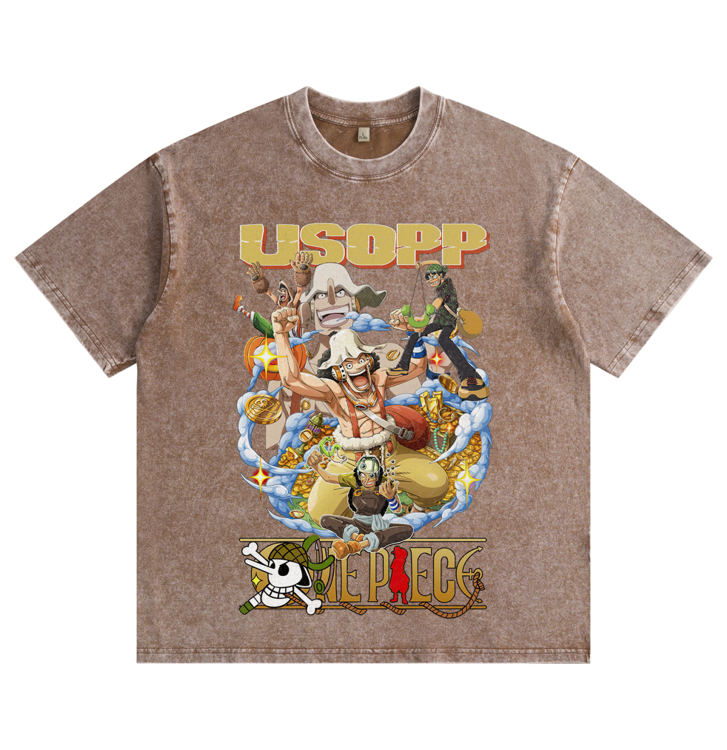 One Piece Usopp Distressed Washed T-Shirt