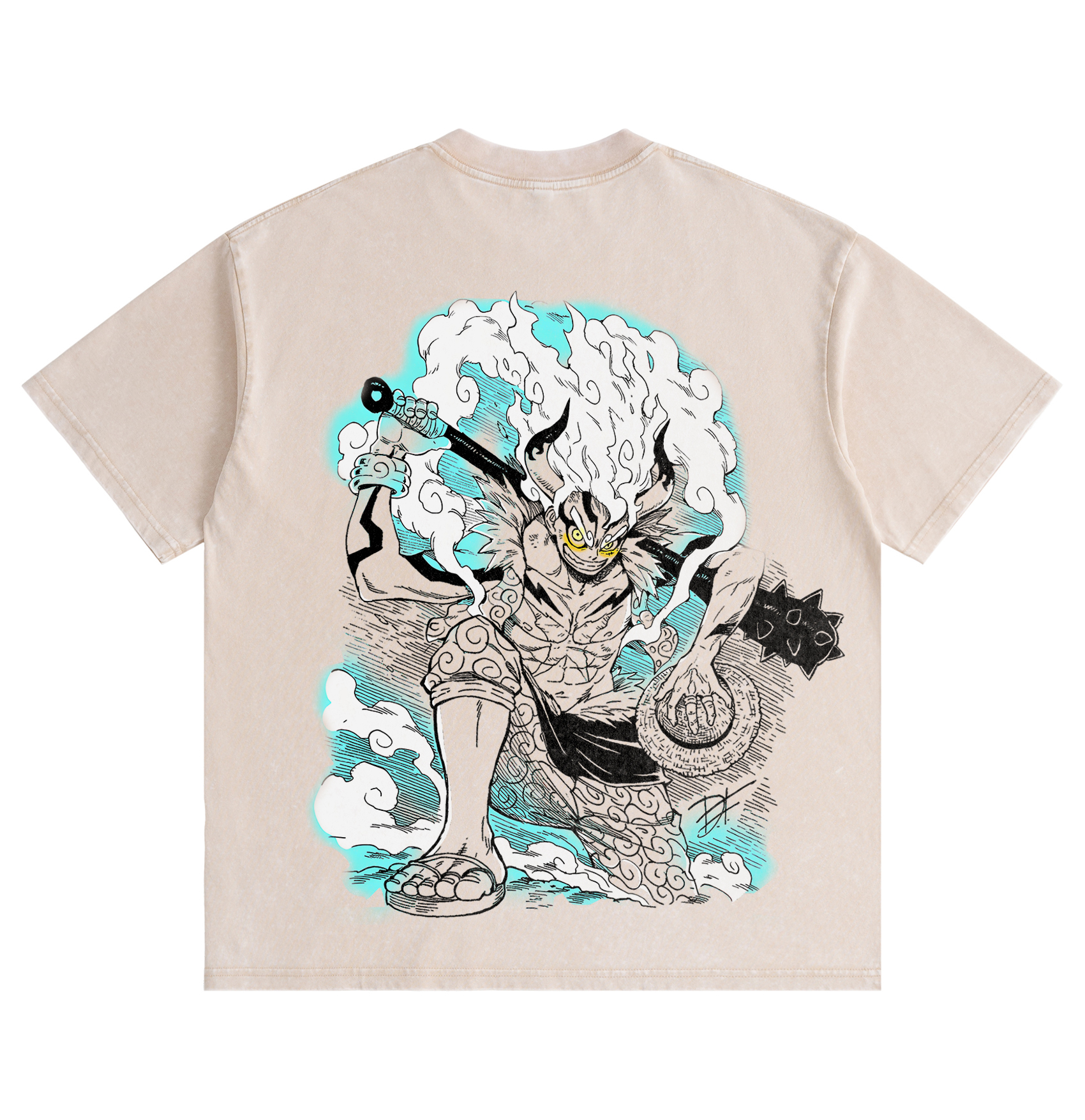 One Piece Luffy Gear 5 Distressed Washed T-Shirt