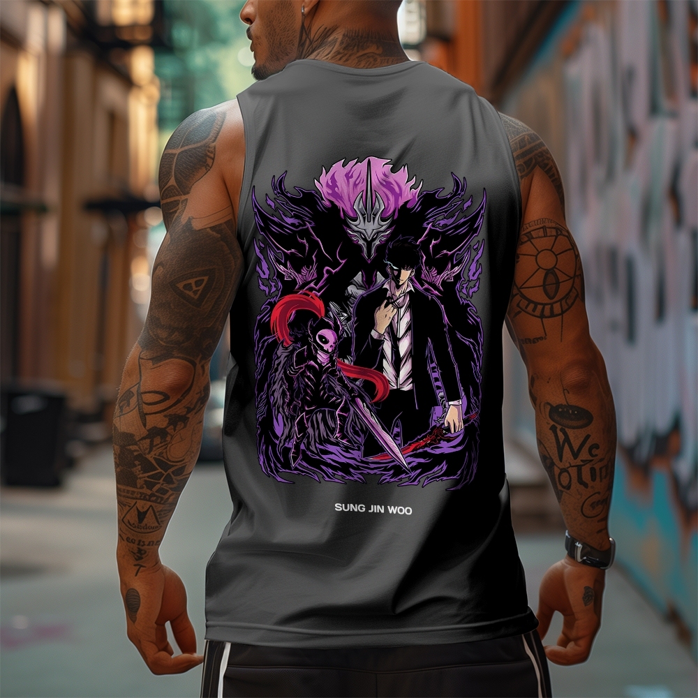 Oversized Anime Print Gym Tank Top-AnimeClothe