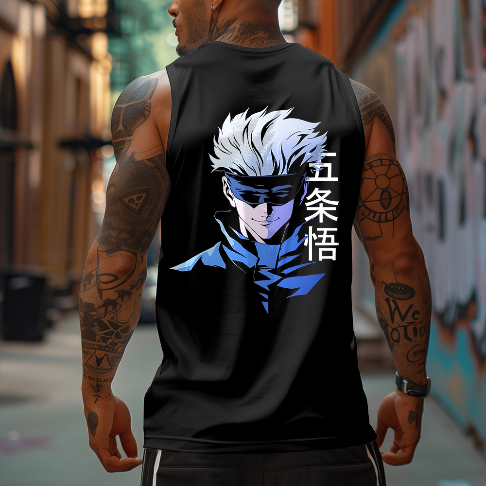 Oversized Casual Jujutsu Kaisen Anime Large Print Tank Top-AnimeClothe