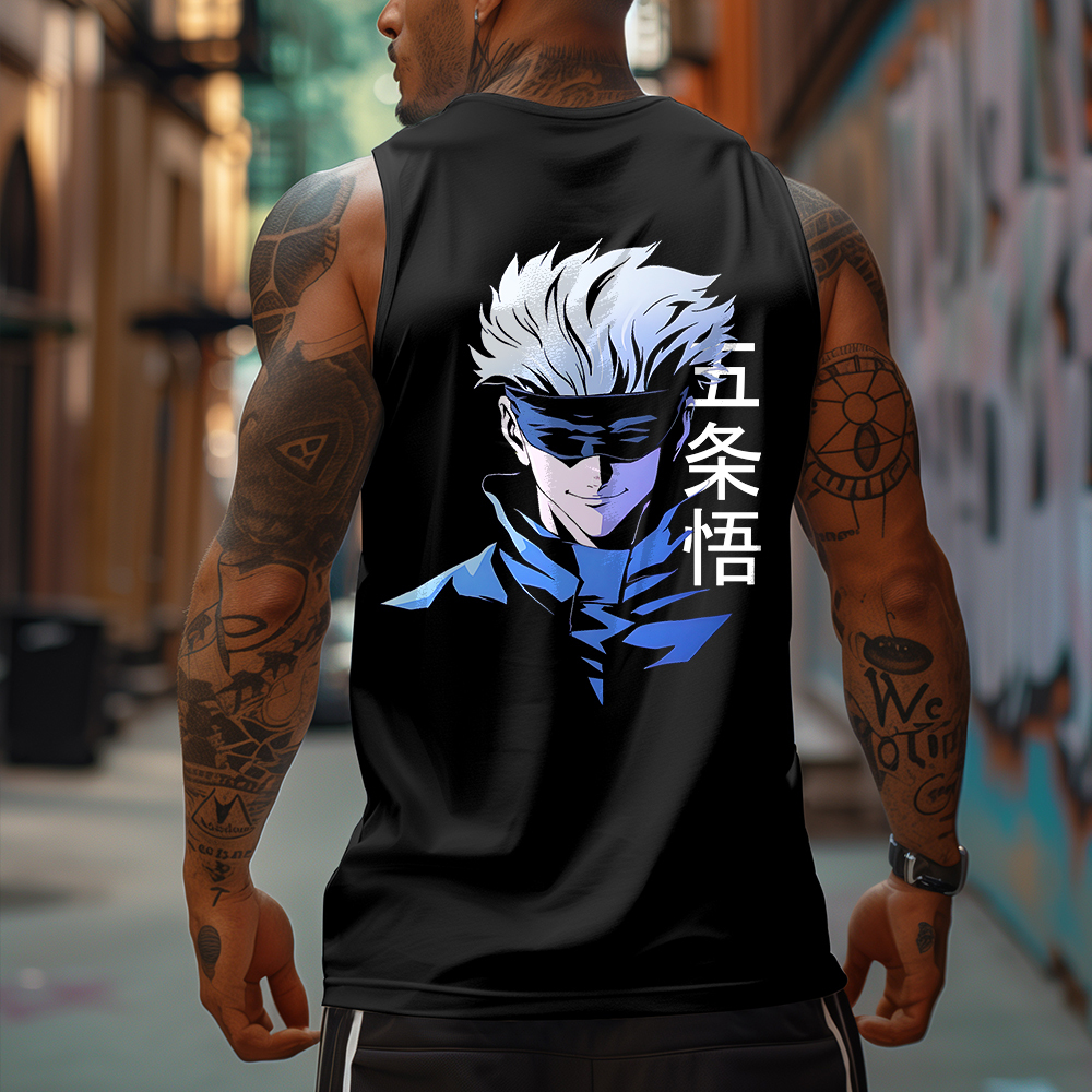 Oversized Casual Jujutsu Kaisen Anime Large Print Tank Top-AnimeClothe