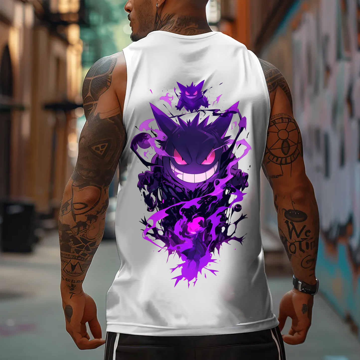 Oversized Anime Print Gym Tank Top-AnimeClothe
