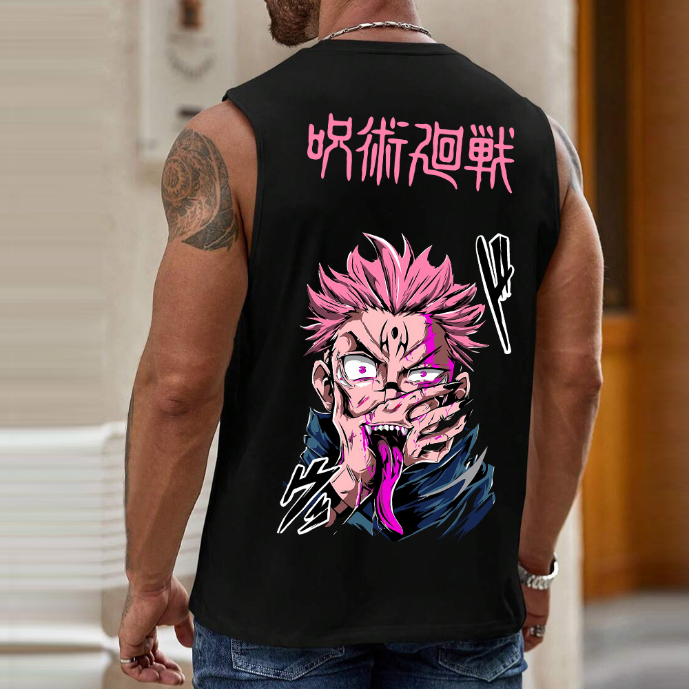 Casual Jujutsu Kaisen Anime Print Tank Top-AnimeClothe