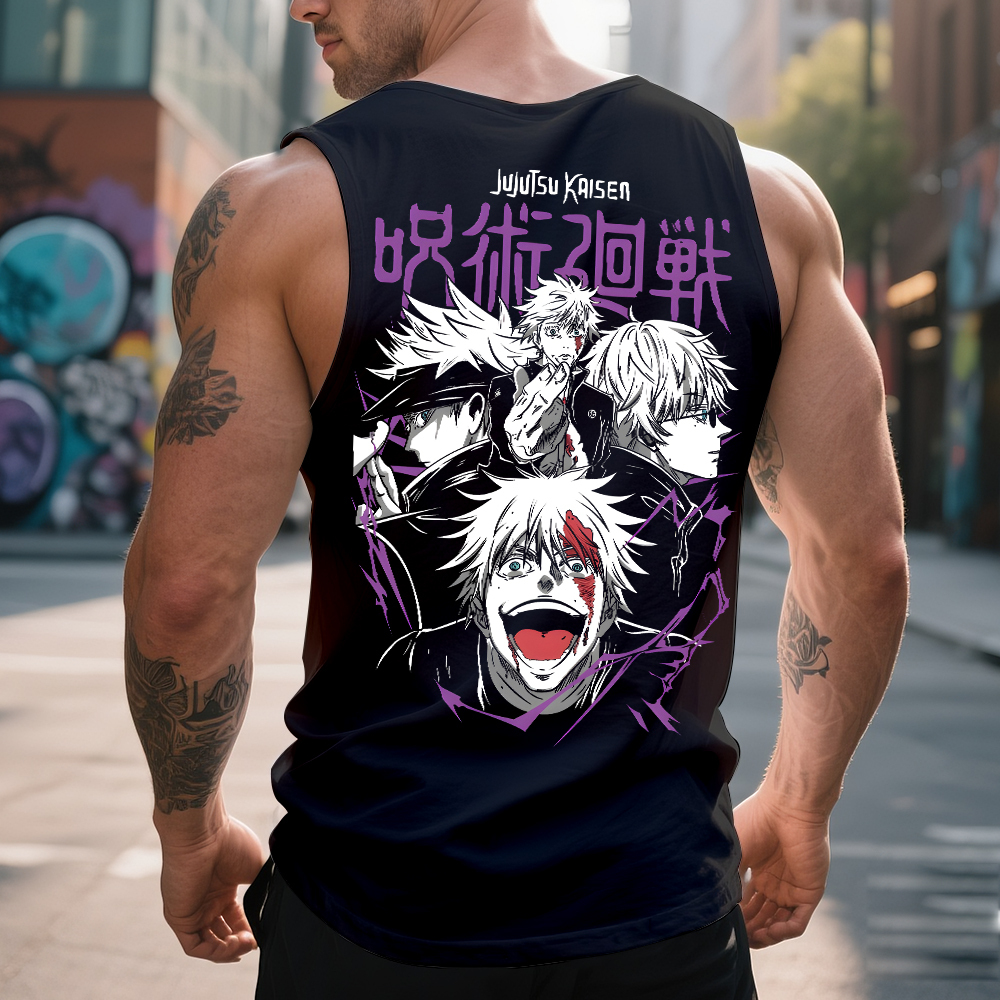 Oversized Anime Print Gym Tank Top-AnimeClothe