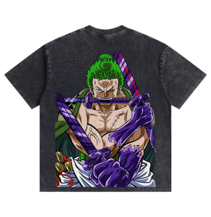 One Piece Zoro Distressed Washed T-Shirt