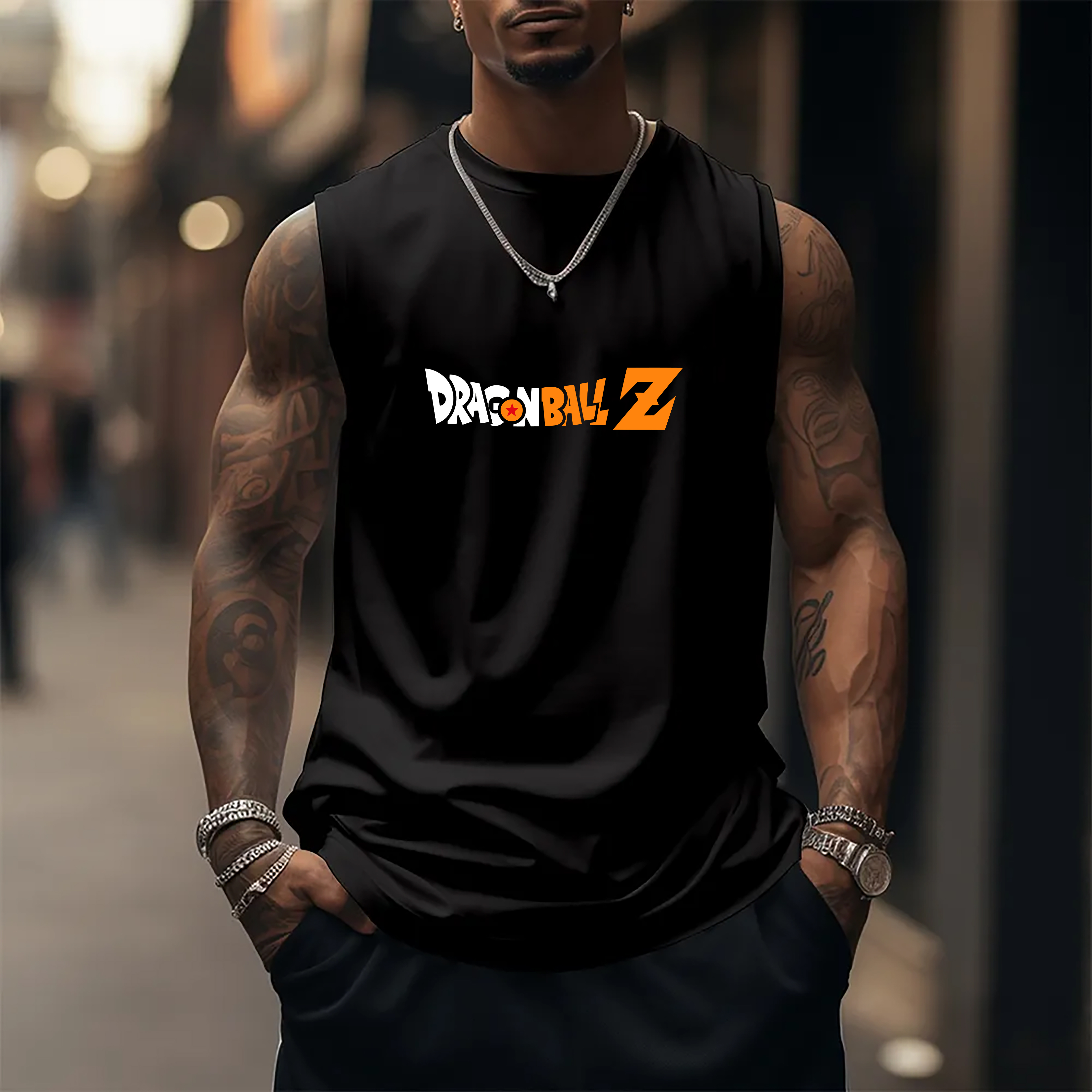 Oversized Anime Print Gym Tank Top