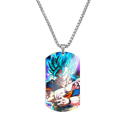 Unisex Anime Color Printed Stainless Steel Dog Tag Necklace