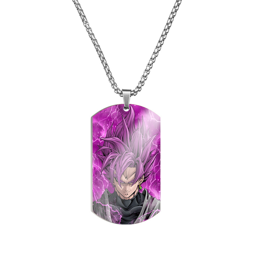 Unisex Anime Color Printed Stainless Steel Dog Tag Necklace