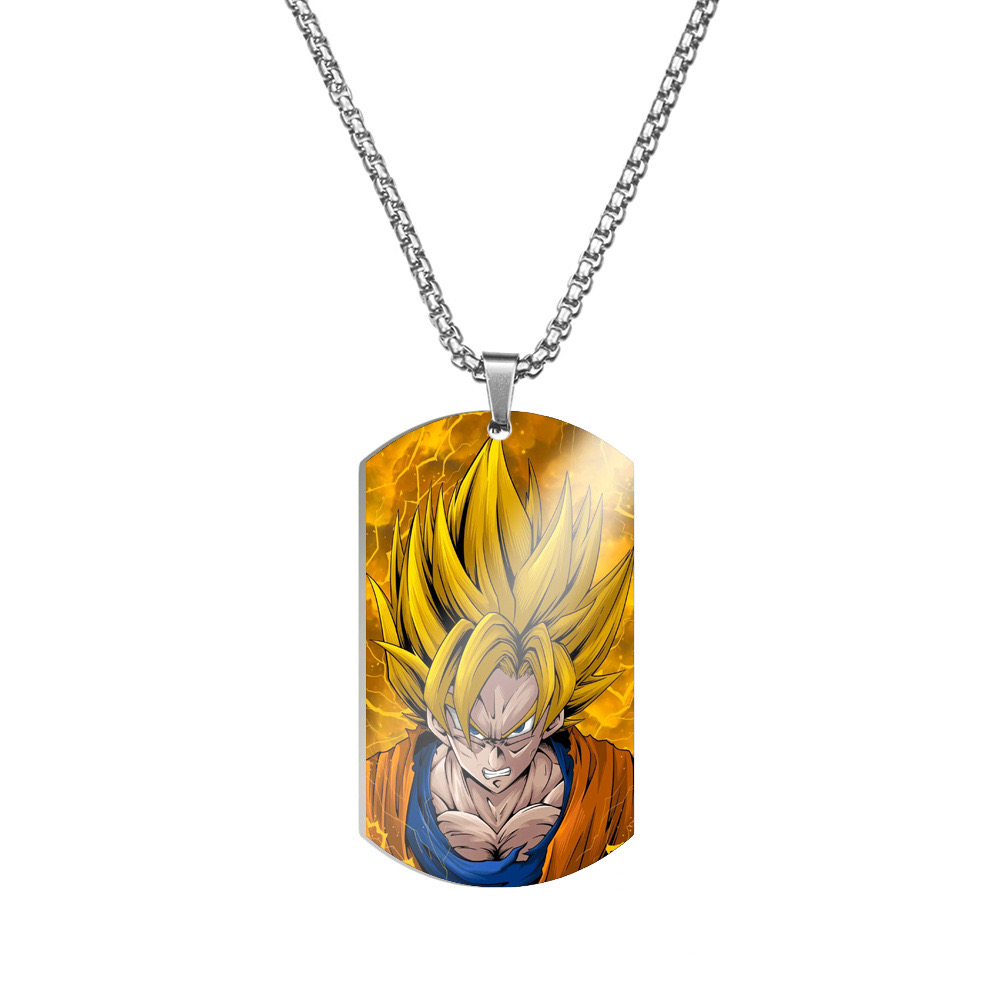 Unisex Anime Color Printed Stainless Steel Dog Tag Necklace