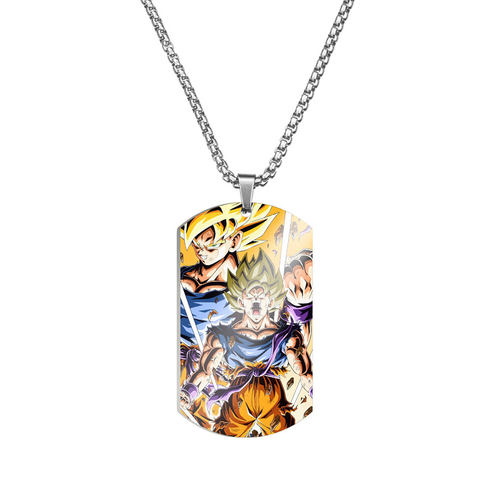 Unisex Anime Color Printed Stainless Steel Dog Tag Necklace