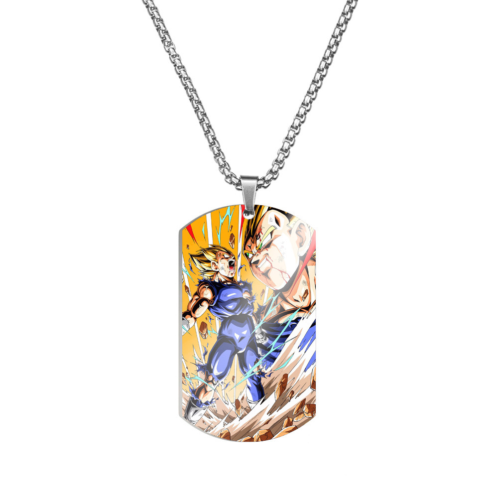 Unisex Anime Color Printed Stainless Steel Dog Tag Necklace