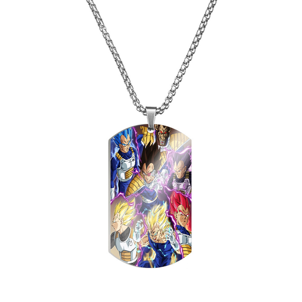 Unisex Anime Color Printed Stainless Steel Dog Tag Necklace