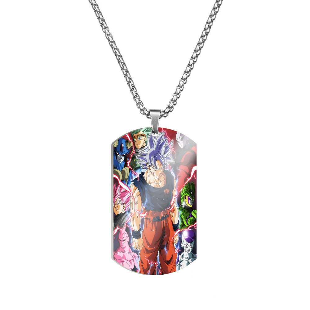 Unisex Anime Color Printed Stainless Steel Dog Tag Necklace