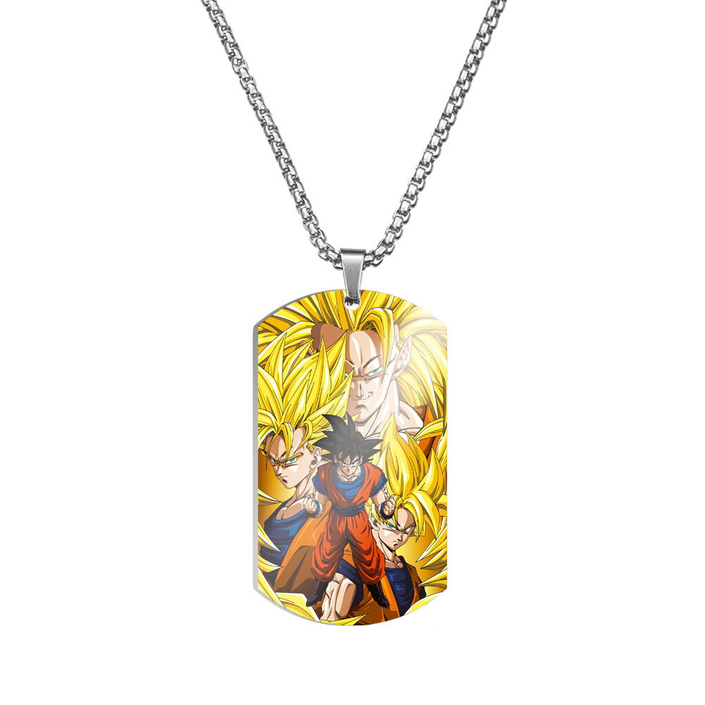 Unisex Anime Color Printed Stainless Steel Dog Tag Necklace