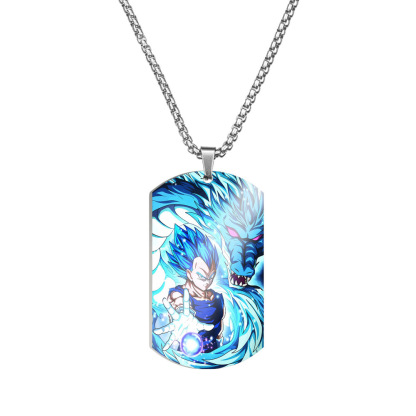 Unisex Anime Color Printed Stainless Steel Dog Tag Necklace