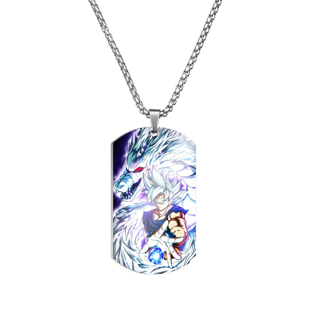 Unisex Anime Color Printed Stainless Steel Dog Tag Necklace