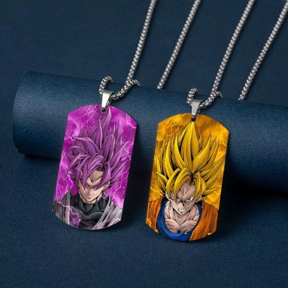 Unisex Anime Color Printed Stainless Steel Dog Tag Necklace