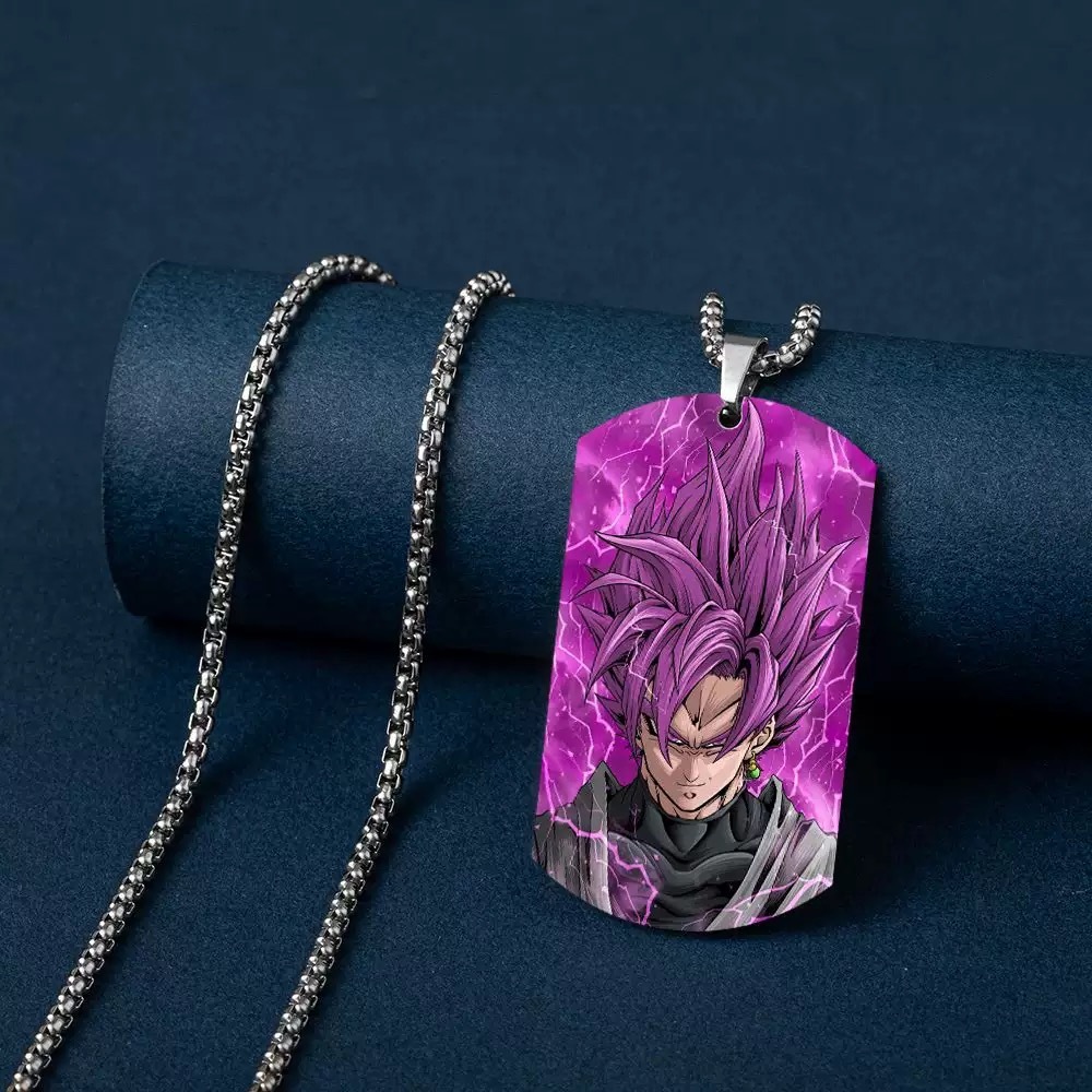 Unisex Anime Color Printed Stainless Steel Dog Tag Necklace