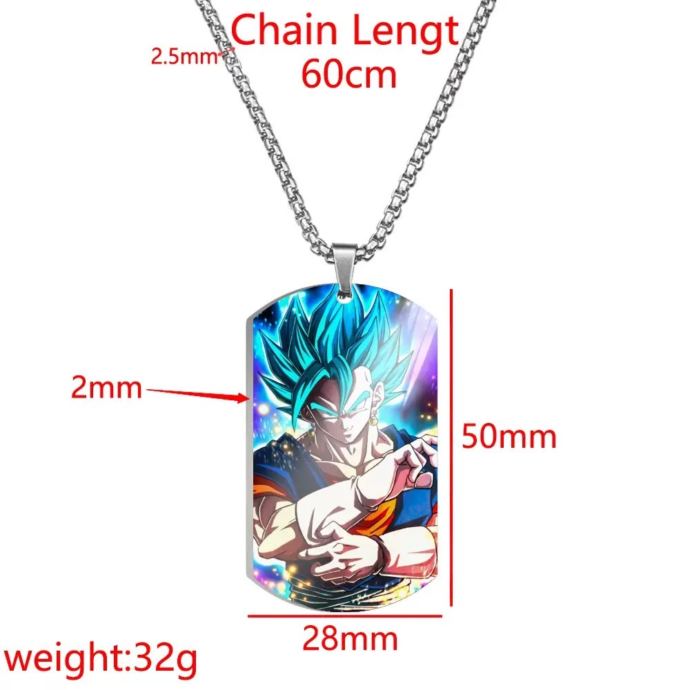 Unisex Anime Color Printed Stainless Steel Dog Tag Necklace