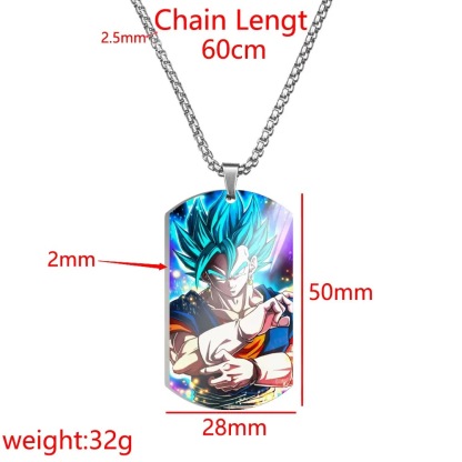 Unisex Anime Color Printed Stainless Steel Dog Tag Necklace