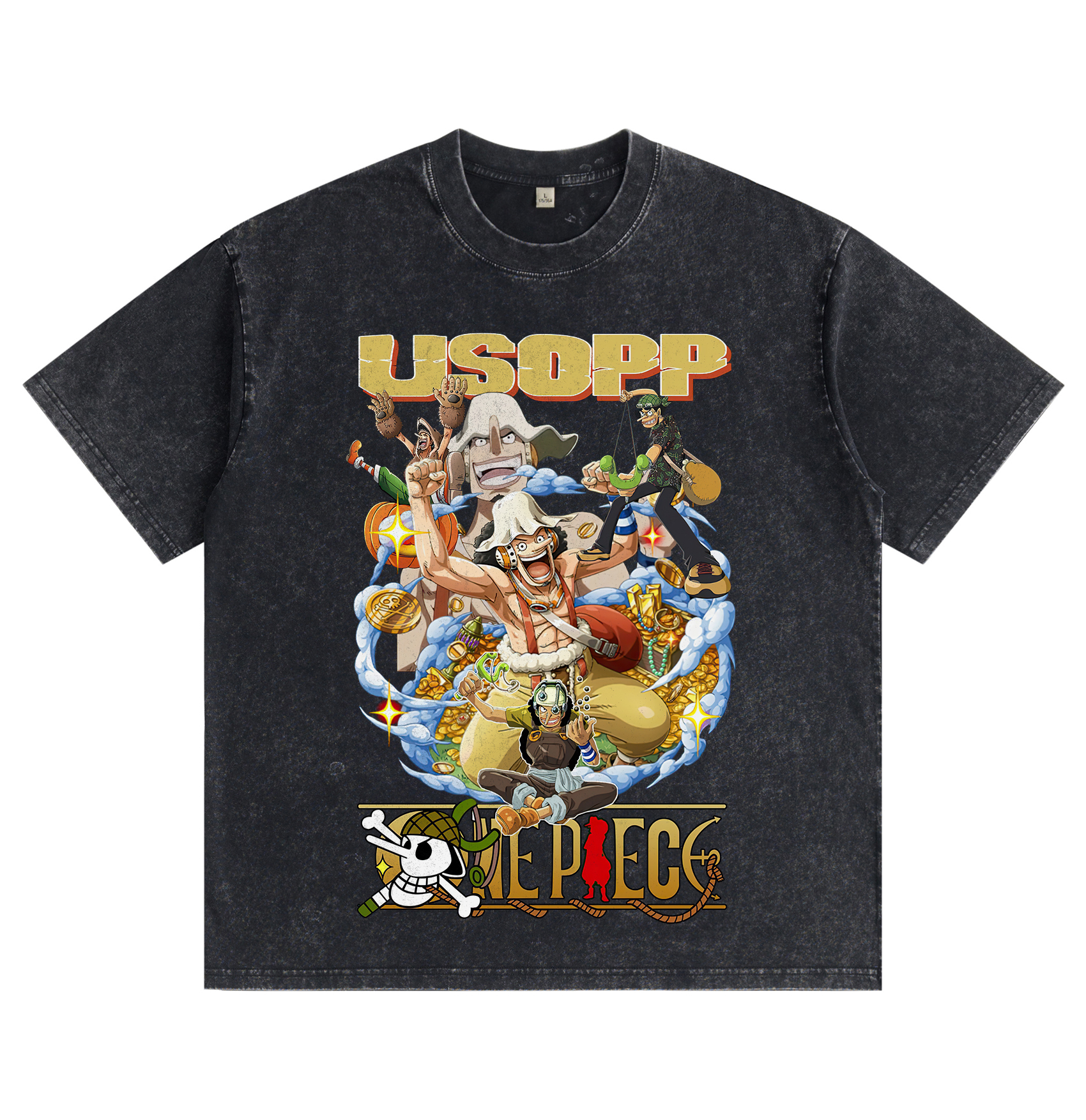 One Piece Usopp Distressed Washed T-Shirt