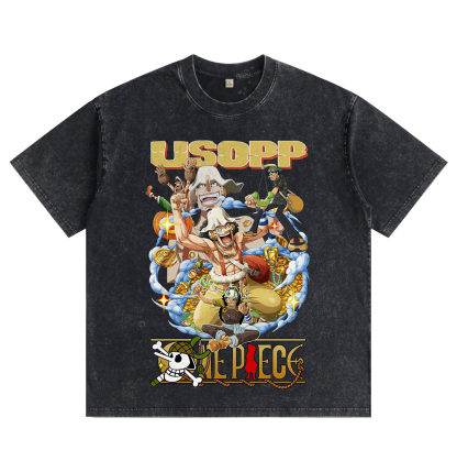 One Piece Usopp Distressed Washed T-Shirt