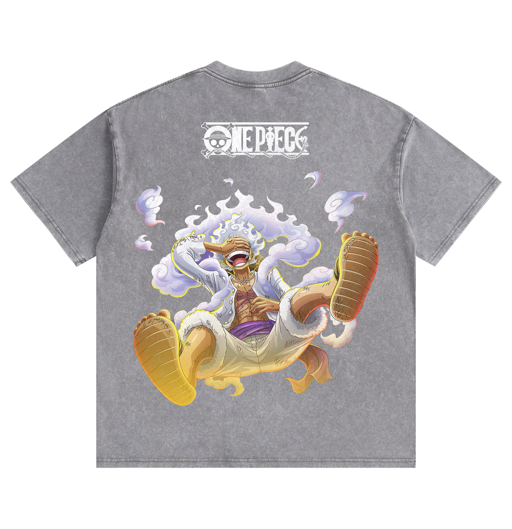 One Piece Luffy Gear 5 Distressed Washed T-Shirt