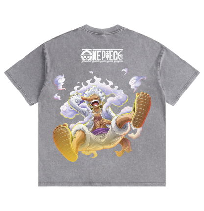 One Piece Luffy Gear 5 Distressed Washed T-Shirt
