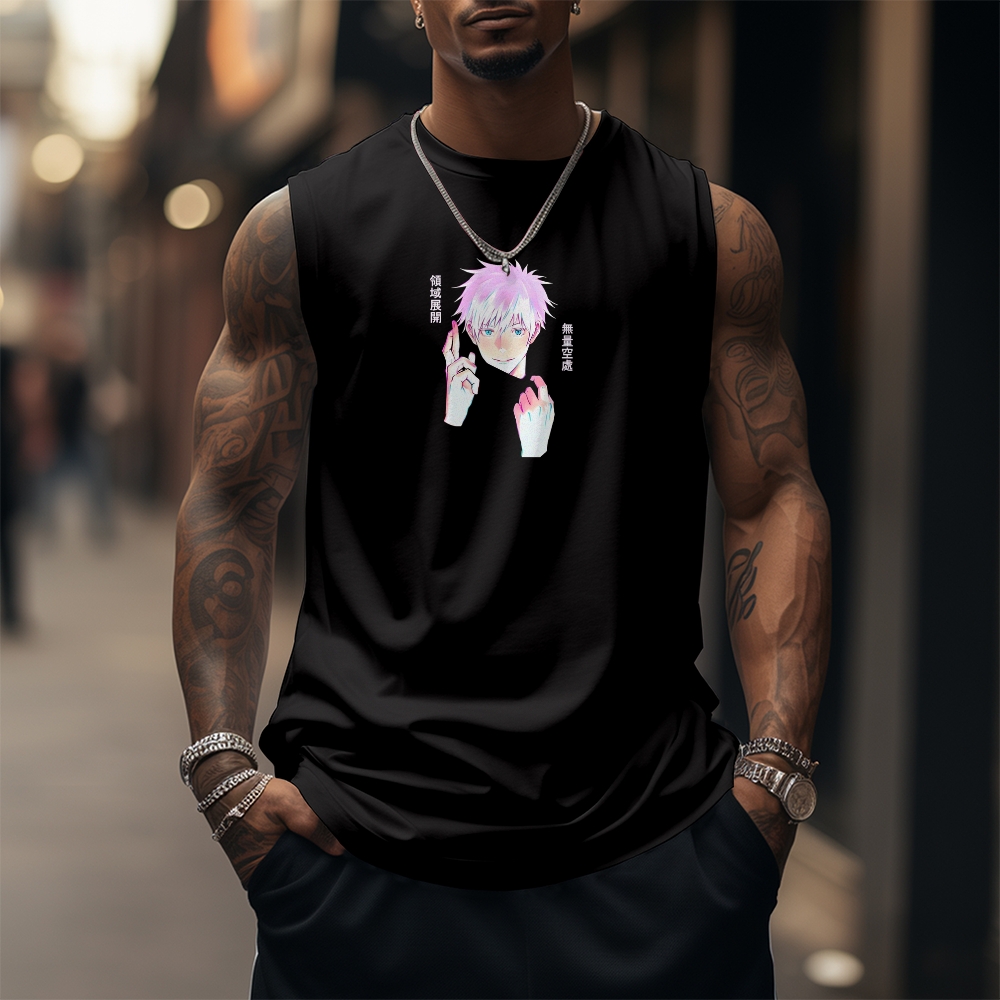 Oversized Anime Print Gym Tank Top-AnimeClothe