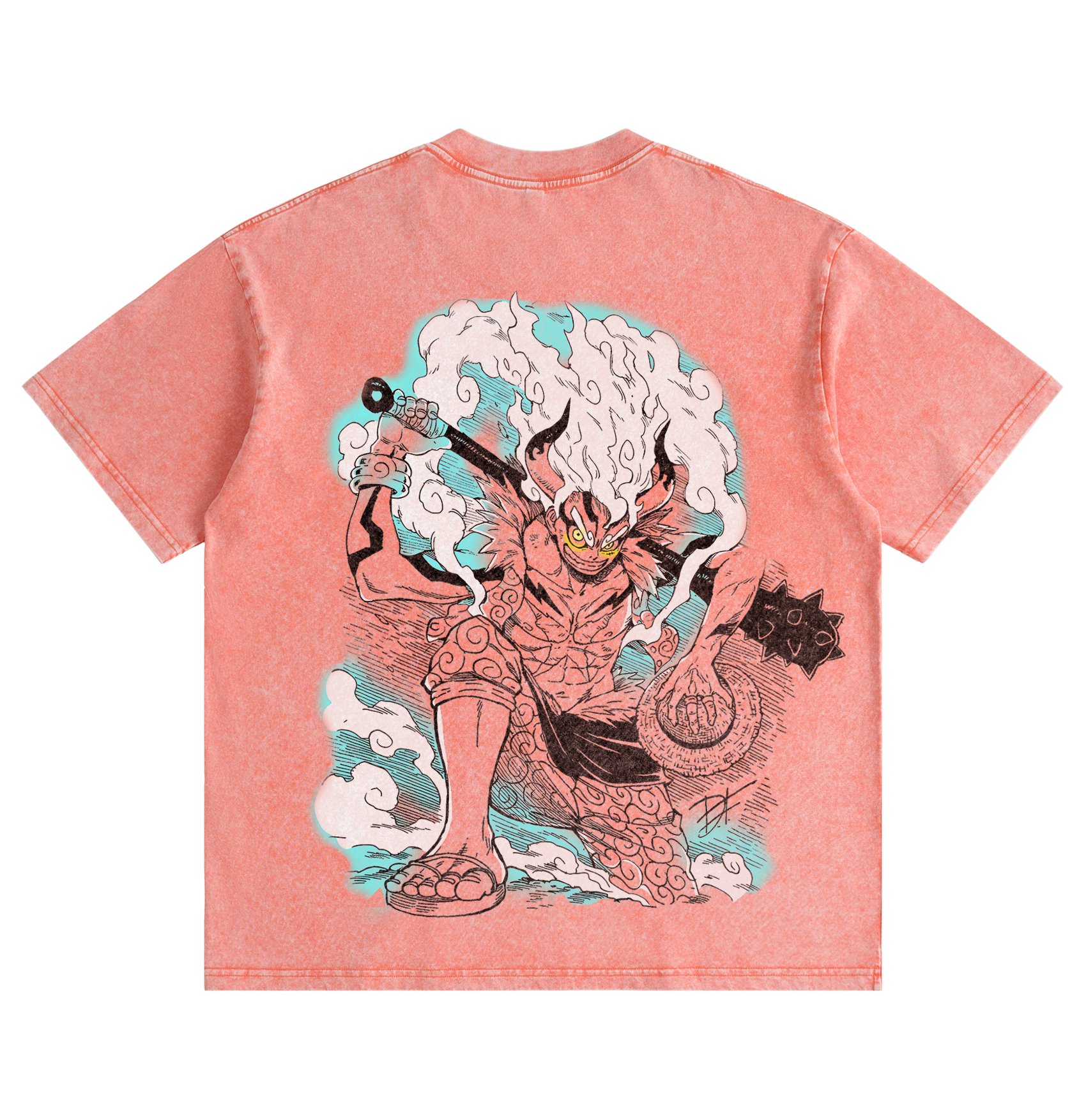 One Piece Luffy Gear 5 Distressed Washed T-Shirt
