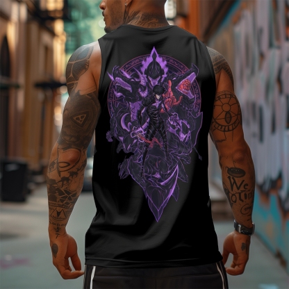 Oversized Anime Print Gym Tank Top-AnimeClothe