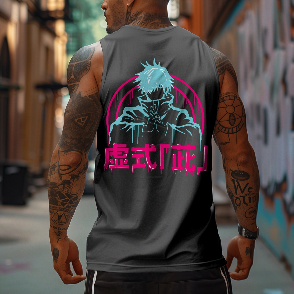 Oversized Anime Print Gym Tank Top-AnimeClothe