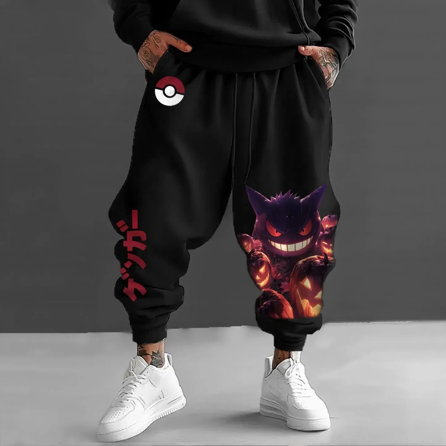 Pokémon Unisex Anime Pattern Halloween Gengar Pants