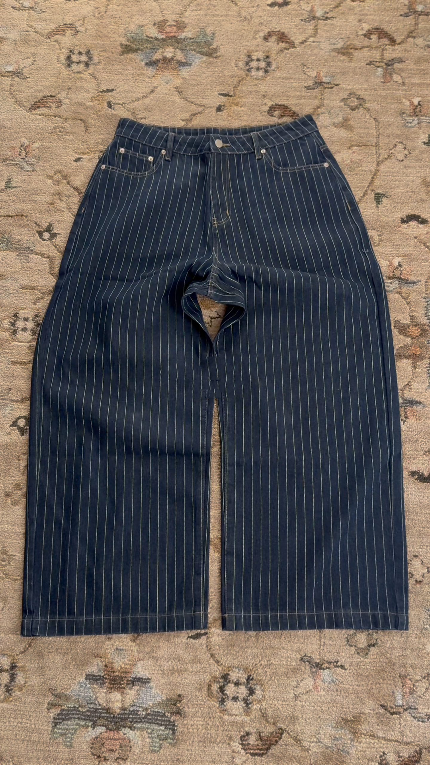 PINSTRIPE WIDE LEG DENIM