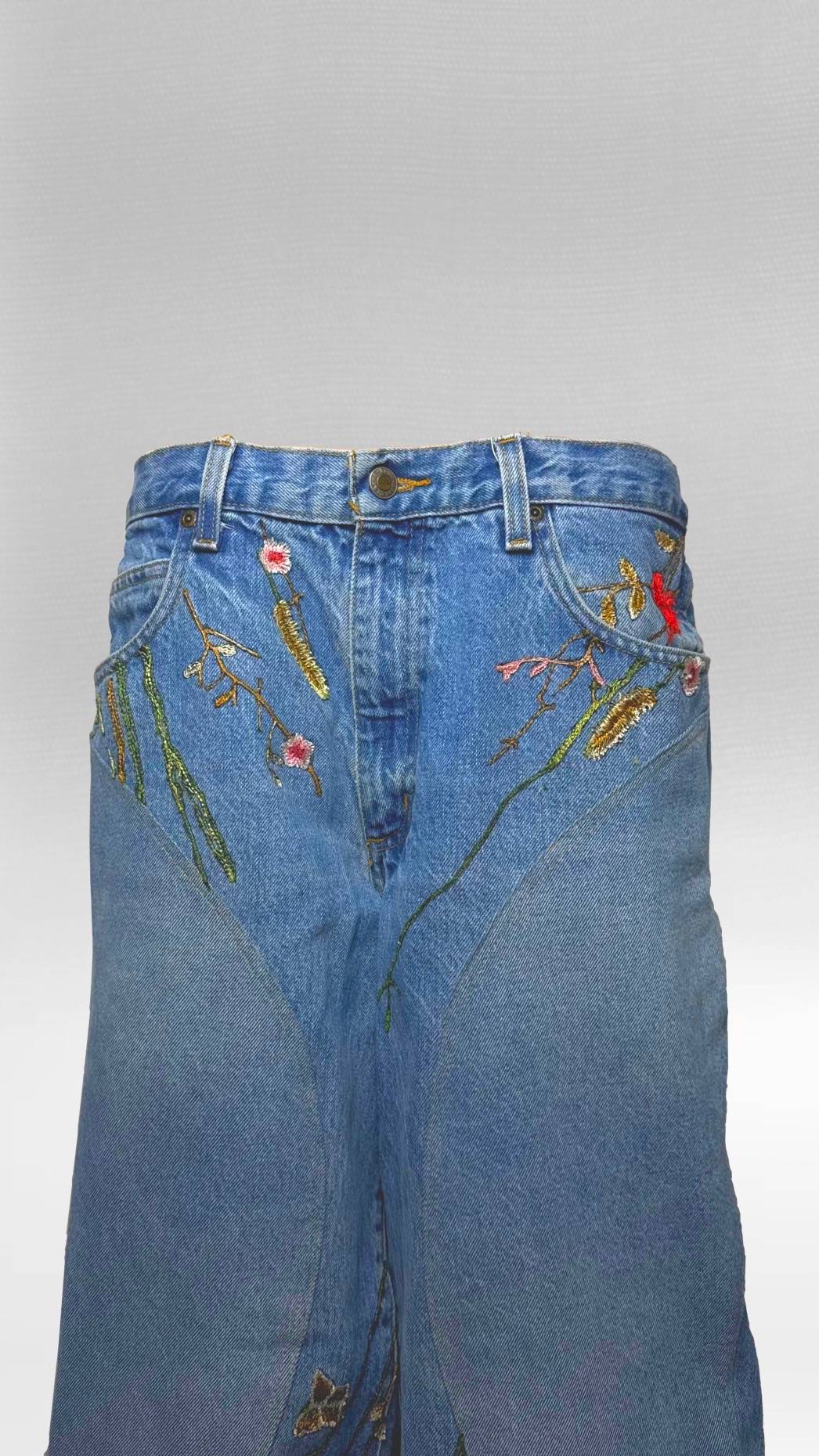 "FLORAL" BAGGY DENIM